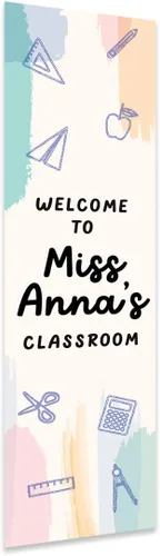 Miniatura 9 de Andaz Press Letrero de bienvenida vertical personalizado para el aula de 13 x 47 pulgadas para profesores, letreros de puerta de aula, letrero
