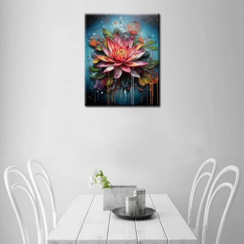 Miniatura 4 de Pintura acrílica de flor de loto por números, para jardín, floral, bricolaje, pintura acrílica por números, para niños y adultos, principiantes