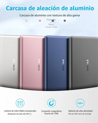 Miniatura 7 de Banco de energía "Air" para MagSafe 5000mAh, Cargador de Batería Portátil Inalámbrico Magnético Ultra Delgado con Cable USB-C, Compatible Solo