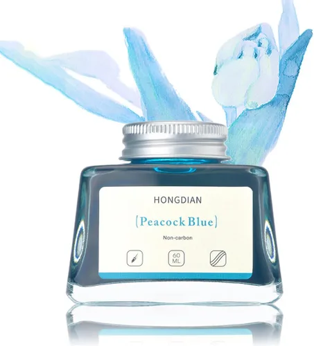 Miniatura 18 de Asvine Hongdian Pluma estilográfica con tinta embotellada Azul, Botella de tinta de 60ml para pluma estilográfica sin carbono