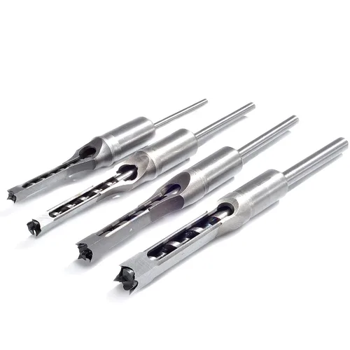 KATUR Juego de brocas cuadradas para carpintería, 4 piezas HSS, cincel de mortaja, brocas avellanadoras para carpintería, sierra de agujero, kits de