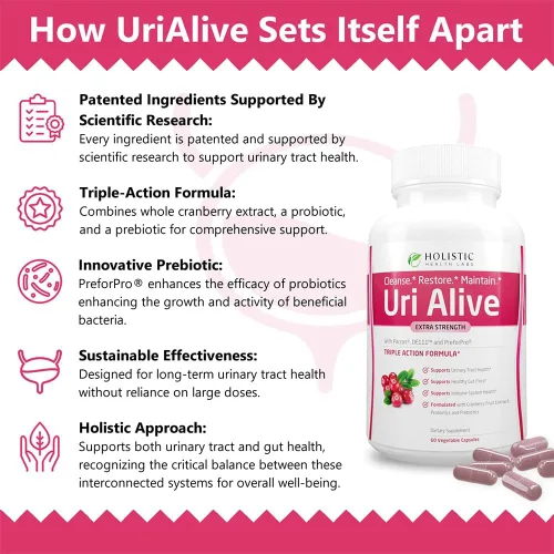 Miniatura 4 de Uri Alive Suplemento de apoyo urinario extra fuerte para el tracto urinario, la vejiga, la flora intestinal y la salud del sistema inmunológico