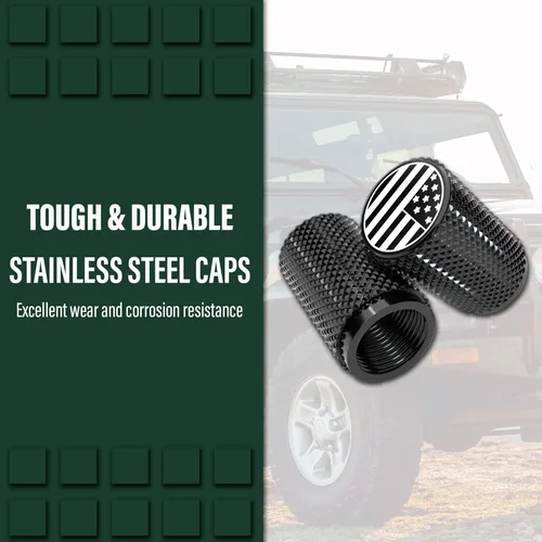 Miniatura 3 de STEEL HAWK Tapones para válvulas de aire de neumáticos, acero inoxidable mecanizado CNC de precisión, diseño moleteado extendido, metal a prueba