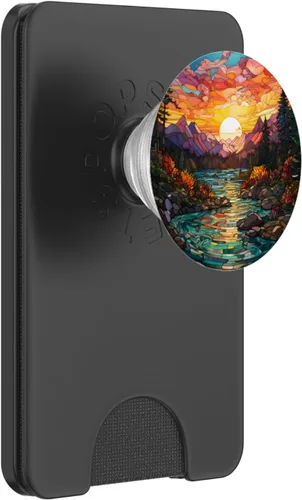 Miniatura 7 de Puesta de sol vidrieras mosaico paisaje escena PopSockets intercambiable PopGrip