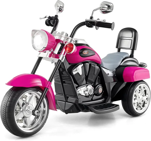 Miniatura 15 de Costzon Motocicleta Infantil, Motocicleta Chopper de Paseo con Batería de 6 V, con Claxon, Faro, 3 Ruedas, Juguetes de Paseo Estables, Motocicleta