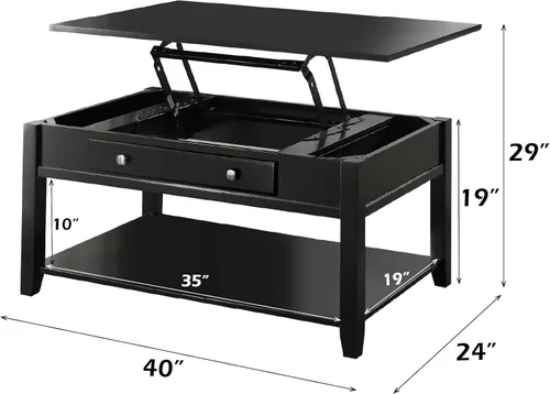 Miniatura 3 de ACME Furniture Malachi - Mesa de centro con elevador, color negro
