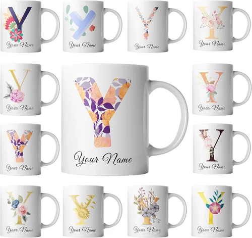 Livado Taza de café personalizada, regalo para mujeres, con monograma con nombre e inicial, bonita taza de café para ella, mamá, esposa, novia en