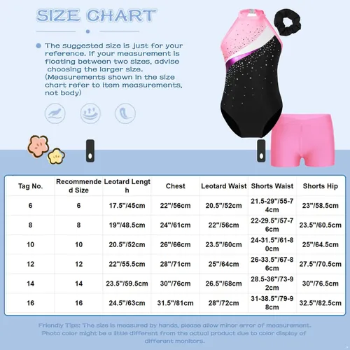 Miniatura 7 de Kids Girls Ballet Dance Outfits Shiny Sleeveless Gymnastic Leotard with Athletic Shorts Hair Band Tracksuit