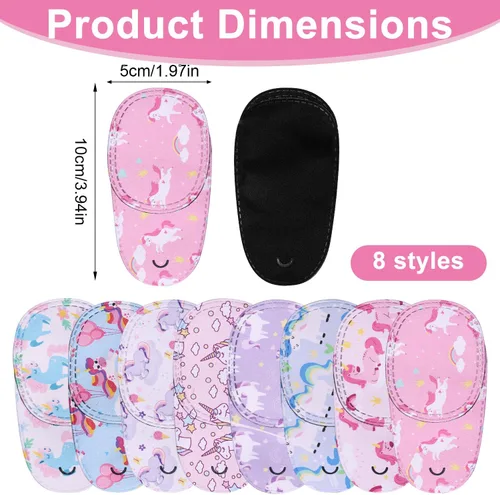 Miniatura 2 de 8 parches de unicornio para niños, 8 estilos ajustables, lindo diseño de unicornio rosa, parches reutilizables para niños pequeños, para ambliopía