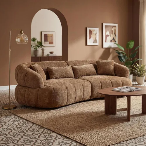 Miniatura 12 de SSC SATITUNCASA - Sofá modular curvo de 102.36 pulgadas, acogedor sofá Boucle para sala de estar, sofá de 4 plazas color crema con almohadas, sofá