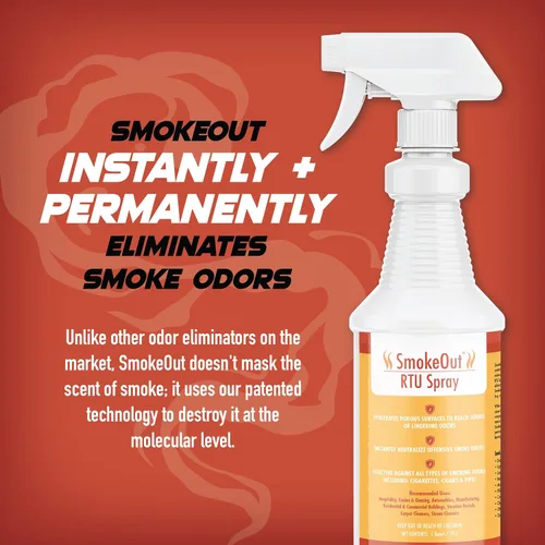 Miniatura 5 de SmokeOut - Spray eliminador de olores para humo y olores fuertes, fuerza comercial, acción rápida, no tóxico (32 onzas líquidas)