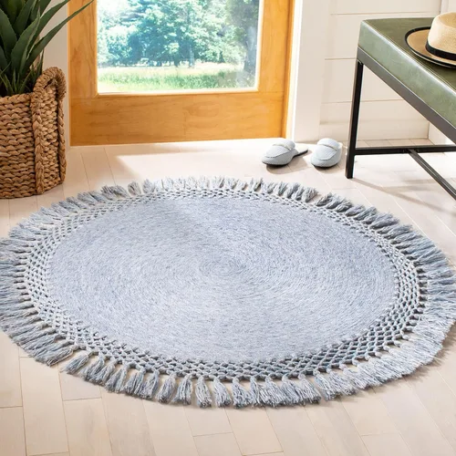 Miniatura 7 de SAFAVIEH Sahara Collection SAH490A - Alfombra de borlas hecha a mano estilo bohemio, redonda de 3 pies, color beige