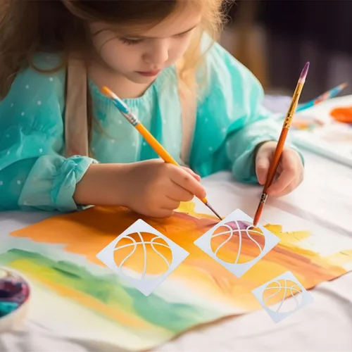 Miniatura 2 de Plantilla de Baloncesto, 8 Piezas Plantillas Grandes de Baloncesto para Pintar, Lindas Plantillas Deportivas Reutilizables de Plástico Plantillas