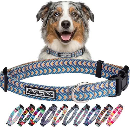 Miniatura 93 de Lucky Love Dog - Collar de perro ajustable con hebilla de fácil clic para los grandes, duradero y cómodo para perros machos y hembras, collar