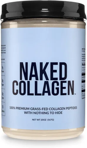 Naked Collagen - Proteína en polvo de péptidos de colágeno, 60 porciones criadas en pasto, suplemento de colágeno hidrolizado alimentado con pasto,
