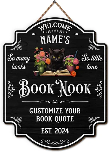 Miniatura 11 de Artsy Woodsy Letrero de madera de esquina de lectura personalizado (no tallado o neón), placa de pared, decoración de Book Nook Club Room Hideaway