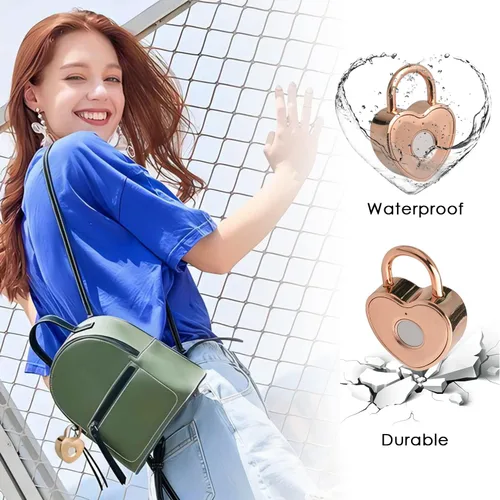 Miniatura 6 de Candado de huellas dactilares en forma de corazón, pequeño candado inteligente para casillero de gimnasio, mochila, escuela, buzón, maleta de viaje