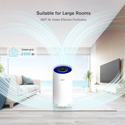 Miniatura 5 de Purificadores de aire para el hogar, habitación grande, dormitorio de hasta 2400 pies² con HEPA verdadero de 4 etapas. El filtro de aire Airspark