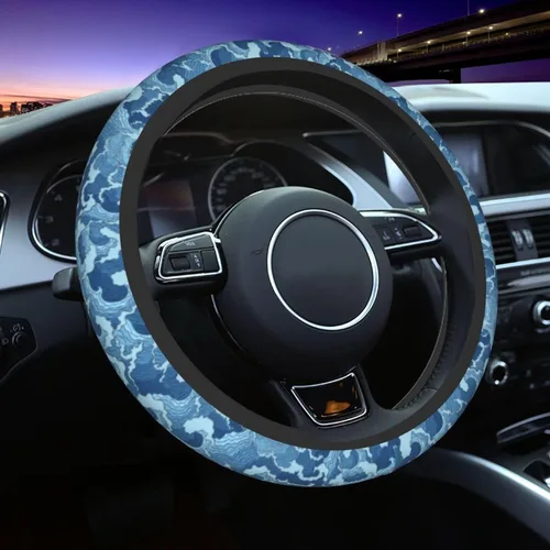 Miniatura 15 de Funda para volante MINIOZE de ojos malvados azules con luna mágica, accesorios para automóvil, linda para mujeres y niñas, universal de 15 pulgadas