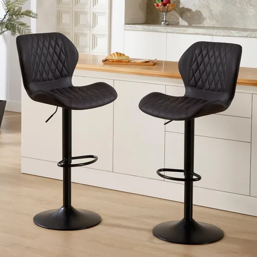 Miniatura 27 de Taburetes de bar modernos, taburetes de bar giratorios con respaldo alto, taburetes de bar de tela ajustables para sillas de isla de cocina