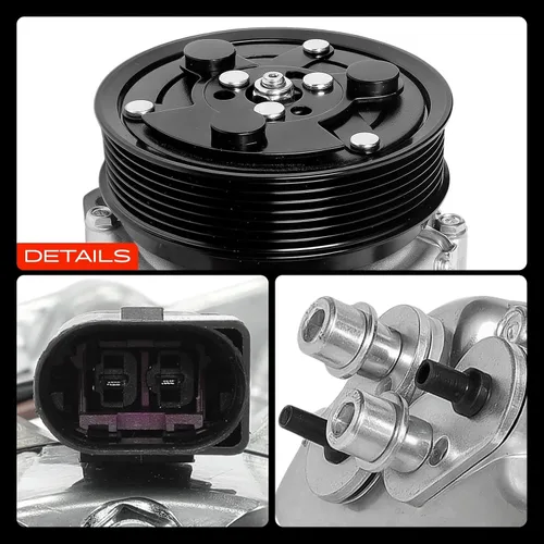 Miniatura 9 de A-Premium Compresor de aire acondicionado con embrague compatible con Volkswagen Jetta 1999-2003, Golf 2000-2003, con compresor SD7V16