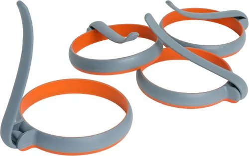 Miniatura 9 de GOYLSER Paquete de 4 anillos de silicona para huevos para freír huevos, molde redondo negro para freír, anillo de huevo frito perfecto para plancha