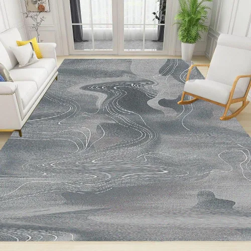 Alfombra de entrada gris envejecida de 2 x 3 pies para baño, moderna alfombra abstracta de pelo bajo, tapete pequeño con respaldo de goma para