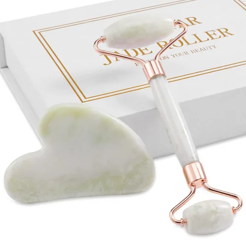 Rodillo de jade para cara, masajeador facial para el cuidado de la piel, herramientas faciales Gua Sha para cara, cuello, ojos, reduce la hinchazón