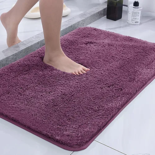 Miniatura 8 de Alfombra de baño de microfibra de 24 x 47 pulgadas, extra suave, peluda, antideslizante, absorbente de agua, lavable, color verde claro