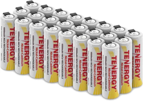 Tenergy Batería recargable AA NiCD de 1.2 V, baterías de alta capacidad de 1000 mAh con pestañas para afeitadoras, recortadoras, maquinillas de