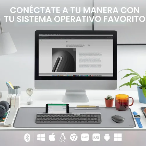 Miniatura 2 de Logitech K585 Teclado inalámbrico delgado multidispositivo, base integrada para dispositivo; para laptop, tableta, escritorio, teléfono inteligente