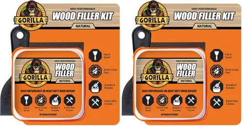 Miniatura 9 de Kit de reparación de madera de Gorilla, relleno multiusos con espátula y bloque de lijado.