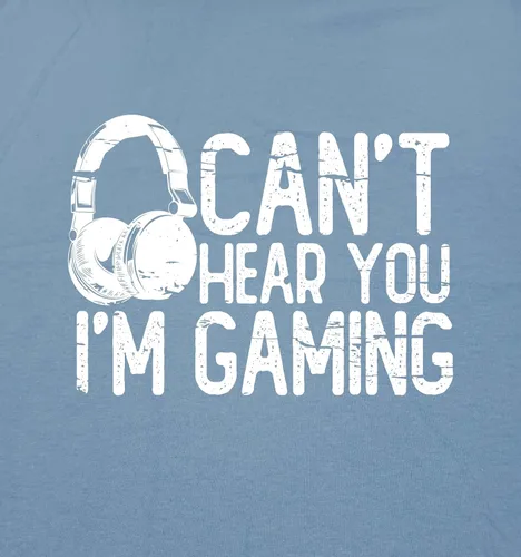 Miniatura 2 de Feelin Good Tees - Camiseta divertida para jugadores con frase gráfica de video juegos Can't Hear You I'm Gaming y audífonos estampados