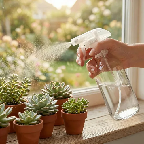 Miniatura 7 de Paquete de 9 botellas rociadoras de vidrio, botellas redondas Boston transparentes vacías de 16 onzas, recipiente recargable con rociador de gatillo