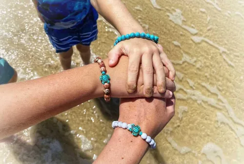 Miniatura 5 de Fahlo Pulsera de seguimiento de tortuga marina, elástica, soporta la conservación de tortugas marinas, talla única para hombres y mujeres, Piedra