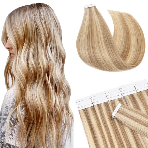 Miniatura 25 de Extensiones de cabello Sego, cabello humano estilo remy, con cinta adhesiva, lacio, cinta adhesiva de entramado tipo piel, sin costuras, invisible