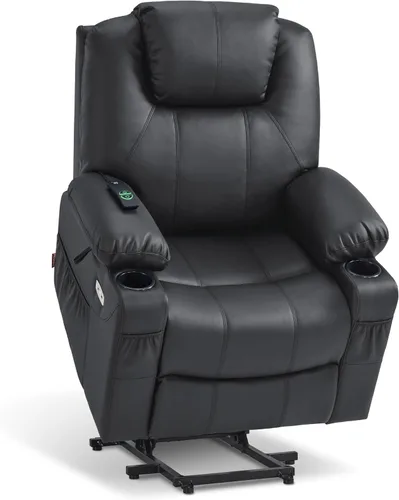Miniatura 15 de MCombo Sillón reclinable eléctrico con capacidad de elevación, masaje y calor para ancianos, 3 posiciones, 2 bolsillos laterales y portavasos