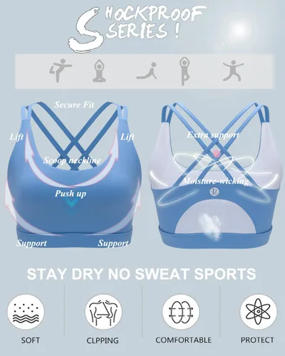 Miniatura 40 de Brasieres deportivos para mujer, con relleno, tipo camiseta sin mangas, sexis, con espalda cruzada, de alto impacto, largos, ideales para practicar