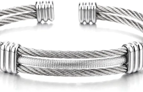Miniatura 2 de Pulsera de acero inoxidable COOLSTEELANDBEYOND con cable trenzado ajustable para hombre y mujer