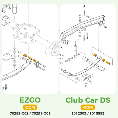 Miniatura 7 de 10L0L Kit de bujes de resorte para carrito de golf, manguito de buje de grilletes traseros para EZGO TXT/Medalist (1994 en adelante) y Club Car DS