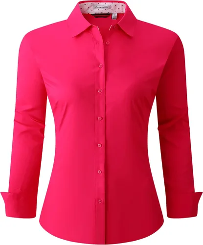 Miniatura 28 de Alex Vando Camisas de vestir para mujer, sin arrugas, ajuste regular, manga larga, elástica, camisa de trabajo