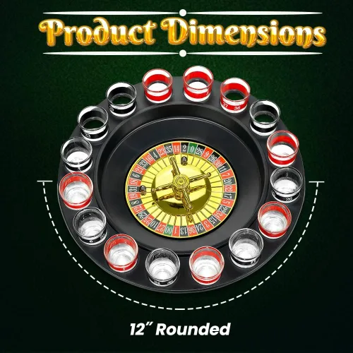 Miniatura 4 de Juego de Beber de Ruleta de Vidrio - Estilo Casino Con 2 Bolas y 16 Vasos