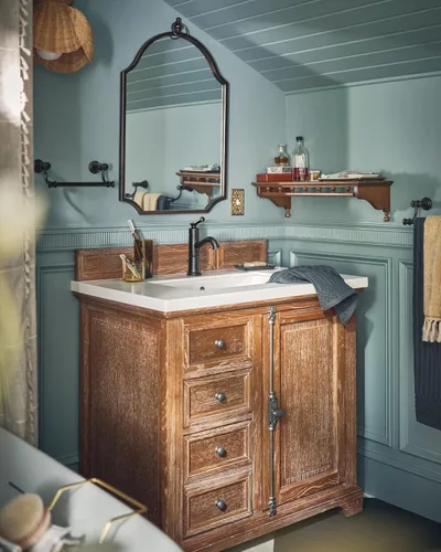 Miniatura 2 de Moen Belfield 6402BL - Grifo de lavabo de baño con una manija color negro mate con montaje de drenaje y placa opcional, 6402BL