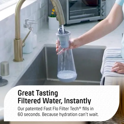 Miniatura 2 de Hydros Jarra con filtro de agua, diseño delgado de 40 onzas, tecnología patentada Fast Flo Tech, apta para lavavajillas, se llena en solo 40 Blanco