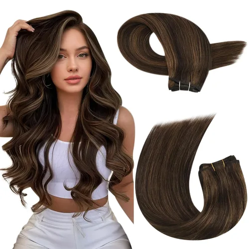 Miniatura 57 de Moresoo - Extensiones de cabello humano real cosidas, Remy, lacio, doble trama, color negro jet, 14 pulgadas, 3.53 onzas