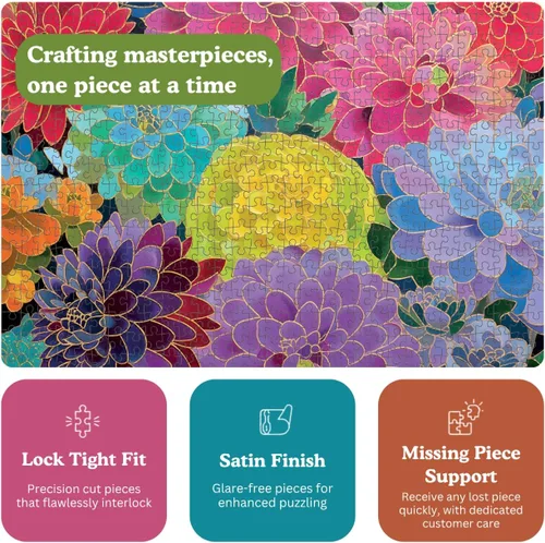 Miniatura 4 de Cross & Glory Sinfonía dorada de la dalia - Rompecabezas de 1000 piezas para adultos Rompecabezas de arte de mosaico floral vibrante Obra