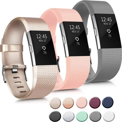 Miniatura 10 de Paquete de 3 correas deportivas compatibles con Fitbit Charge 2 bandas para mujeres y hombres, correas de repuesto ajustables para Fitbit Charge 2