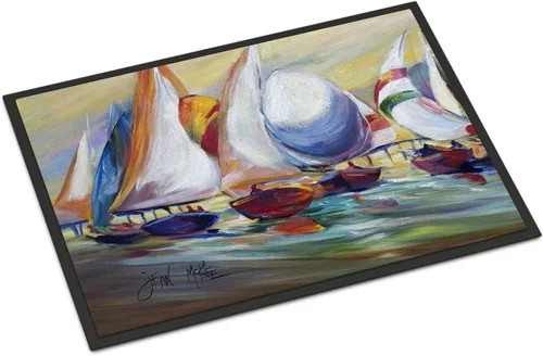 Miniatura 250 de Caroline's Treasures JMK1017JMAT - Tapete de caza de rana garza azul, 24 x 36 pulgadas, tapete para puerta delantera, interior y exterior