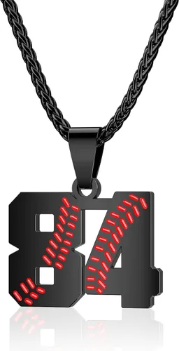 Miniatura 30 de Collar con número de béisbol para niños 00-99, collar con número de camiseta de béisbol de acero inoxidable, colgante personalizado, regalo