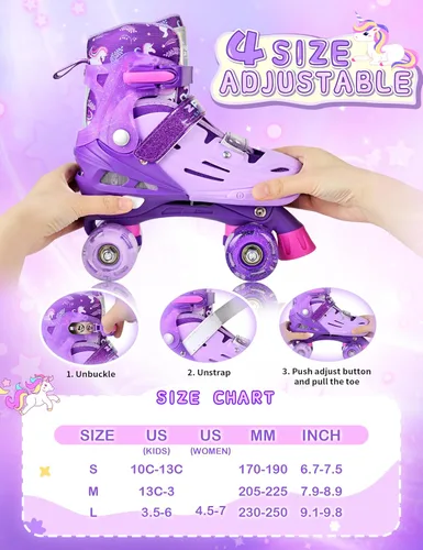 Miniatura 2 de 2PM SPORTS Patines de ruedas para niñas, niños y niños pequeños de 4 a 6, 5 a 8, 6 a 12, 8 a 12 años con ruedas iluminadas, patines ajustables
